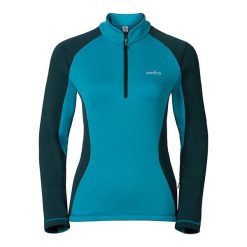 Bluzy sportowe damskie: Odlo Bluza damska Midlayer 1/2 zip PACT niebieska r. L (527081)