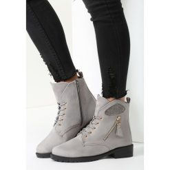 Szare Botki Jean Billie. Szare botki damskie marki vices, za kostkę, bez obcasa, na płaskiej podeszwie, na sznurówki. Za 79,99 zł.