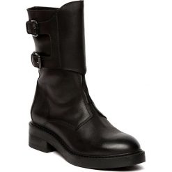 Buty zimowe męskie: Skórzane botki w kolorze czarnym
