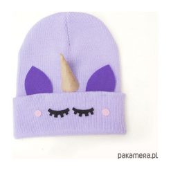 Czapka Beanie Jednorożec Fioletowy. Fioletowe czapeczki niemowlęce marki Pakamera. Za 85,00 zł.