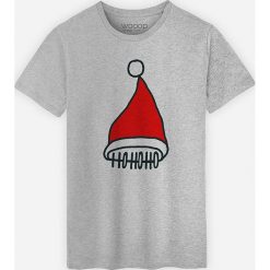 Koszulka "Ho Ho Ho" w kolorze szarym. Szare koszulki męskie Wooop, xxl, z nadrukiem, z bawełny, z okrągłym kołnierzem, bez rękawów. W wyprzedaży za 59,95 zł.