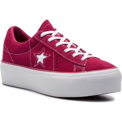 Sneakersy CONVERSE - One Star Platform Ox 563488C Rhubarb/White/White. Czerwone półbuty damskie Converse, ze skóry. W wyprzedaży za 279,00 zł.