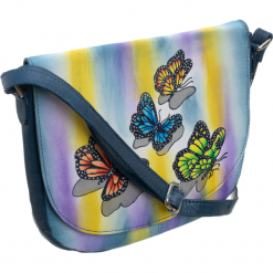 Piękna torebka folk ręcznie malowana skóra handmade. Torebki klasyczne damskie Merg Selection, w paski, z tkaniny, klasyczne, na ramię, bez dodatków. Za 225,90 zł.