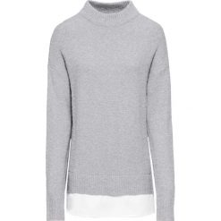 Swetry klasyczne damskie: Sweter 2 w 1 bonprix jasnoszary melanż + biały