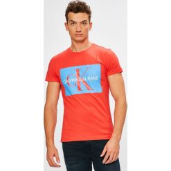 Calvin Klein Jeans - T-shirt/polo J30J307843. Różowe koszulki polo Calvin Klein Jeans, l, z nadrukiem, z bawełny. Za 199,90 zł.