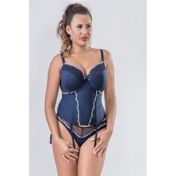 Gorset "Magdalena" w kolorze granatowym. Niebieskie biustonosze Kamea, w koronkowe wzory, z koronki. W wyprzedaży za 175,95 zł.