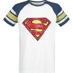 Superman Vintage Logo T-Shirt biały/niebieski melanż. Niebieskie t-shirty męskie marki Superman, l, z nadrukiem, z okrągłym kołnierzem. Za 62,90 zł.