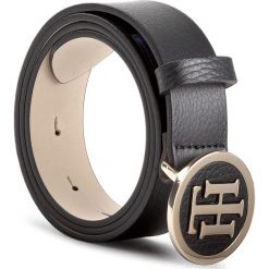 Pasek Damski TOMMY HILFIGER - Th Round Buckle Belt 3.0 AW0AW05366 75 002. Czarne paski damskie TOMMY HILFIGER, w paski, ze skóry. Za 279,00 zł.