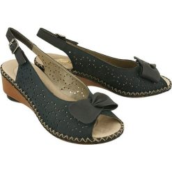 RIEKER 66178-14 blue, sandały damskie. Niebieskie koturny damskie Rieker, bez wzorów, z gumy, bez obcasa, na koturnie, bez zapięcia. Za 259,90 zł.