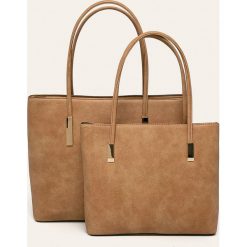 Answear - Torebka (2-pack). Brązowe torby damskie na zakupy ANSWEAR, w paski, ze skóry ekologicznej, na ramię, duże, bez dodatków. W wyprzedaży za 129,90 zł.