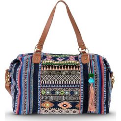 Torba weekendowa etno bonprix niebiesko-kolorowy. Niebieskie torebki klasyczne damskie marki bonprix, w kolorowe wzory. Za 129,99 zł.