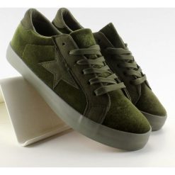Aksamitne trampki BL70P Dark Green. Zielone trampki i tenisówki damskie obuwie damskie, bez wzorów, z tkaniny, bez zapięcia. Za 27,54 zł.