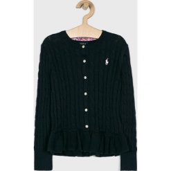Polo Ralph Lauren - Kardigan dziecięcy 128-176 cm. Niebieskie swetry dziewczęce z bawełny, polo. W wyprzedaży za 239,90 zł.