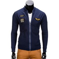 Bluzy męskie: BLUZA MĘSKA ROZPINANA BEZ KAPTURA B676 – GRANATOWA