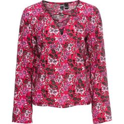 Bluzki asymetryczne: Must have: bluzka ze sznurowaniem bonprix czerwony wzorzysty
