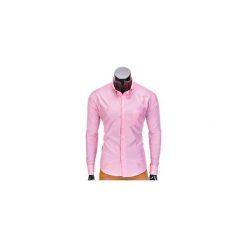 KOSZULA MĘSKA ELEGANCKA Z DŁUGIM RĘKAWEM K391 - KORALOWA. Pomarańczowe koszule męskie na spinki marki Ombre Clothing, m, z bawełny, z długim rękawem. Za 39,00 zł.