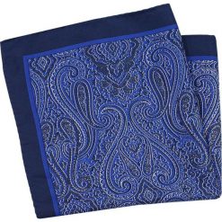 Granatowo-Chabrowa Poszetka Męska -CHATTIER- Orientalny Wzór, Paisley, Łezki POSZCH0361. Niebieskie poszetki męskie Chattier, bez wzorów, z materiału, eleganckie. Za 27,00 zł.