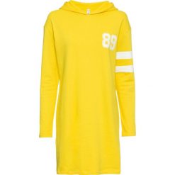 Długa bluza bonprix żółty cytrynowy - biały. Żółte bluzy damskie bonprix, bez wzorów, z długim rękawem, długie, bez kaptura. Za 79,99 zł.