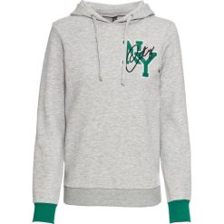 Bluza z kapturem bonprix jasnoszary melanż. Szare bluzy damskie bonprix, bez wzorów, bez rękawów, z kapturem. Za 54,99 zł.