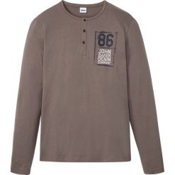 Shirt z dekoltem henley, długi rękaw bonprix brązowy. Szare koszulki męskie bonprix, xl, bez wzorów, bez kołnierzyka, z długim rękawem, długie. Za 37,99 zł.