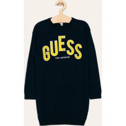 Guess Jeans - Sukienka dziecięca 118-175 cm. Niebieskie sukienki dziewczęce Guess Jeans, z aplikacjami, z bawełny, casualowe, z długim rękawem, długie, maxi, proste. W wyprzedaży za 129,90 zł.