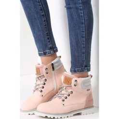 Różowe Traperki Blue Shoes. Czerwone buty zimowe damskie vices, z materiału, z okrągłym noskiem, na obcasie. Za 119,99 zł.