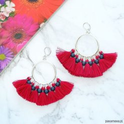Kolczyki z chwostami Boho Big - Cherry. Czerwone kolczyki damskie marki Pakamera. Za 129,00 zł.