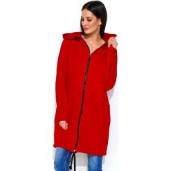 Numinou bluza damska NU_nu166 uniwersalny, czerwony. Czerwone bluzy damskie Numinou, uniwersalny, bez wzorów, z długim rękawem, długie, z kapturem. Za 339,00 zł.