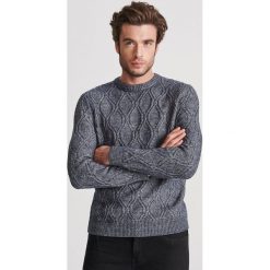 Sweter z warkoczowym splotem - Granatowy. Niebieskie swetry męskie Reserved, s, bez wzorów, ze splotem, bez kołnierzyka, bez kaptura. Za 139,99 zł.