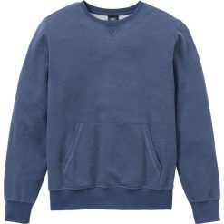 Bluza z okrągłym dekoltem z materiału pique o waflowej strukturze bonprix indygo melanż. Niebieskie bluzy męskie bonprix, s, bez wzorów, z okrągłym kołnierzem, bez rękawów, bez kaptura. Za 74,99 zł.