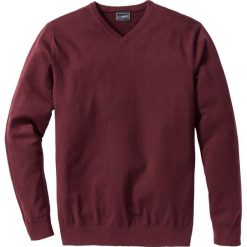 Swetry klasyczne męskie: Sweter z dekoltem w serek Regular Fit bonprix czerwony klonowy