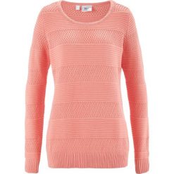 Swetry klasyczne damskie: Sweter bonprix łososiowy jasnoróżowy