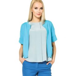Kardigan w kolorze turkusowym. Niebieskie swetry damskie Deni Cler, bez wzorów, z bawełny. W wyprzedaży za 187,95 zł.