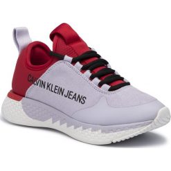 Sneakersy CALVIN KLEIN JEANS - Adamina B4R0826 Lilac/Racing Red. Czerwone półbuty damskie Calvin Klein Jeans, z jeansu. W wyprzedaży za 389,00 zł.