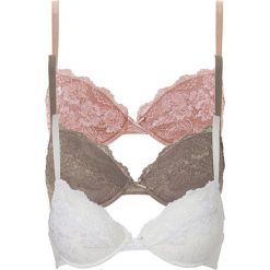 Biustonosz "push up" bonprix ecru + brunatny + różowy. Białe biustonosze bonprix, bez wzorów, z bawełny. Za 89,97 zł.