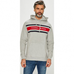 Tommy Jeans - Bluza. Szare bluzy męskie Tommy Jeans, s, bez wzorów, z elastanu, z kapturem, bez rękawów, z kapturem. W wyprzedaży za 299,90 zł.