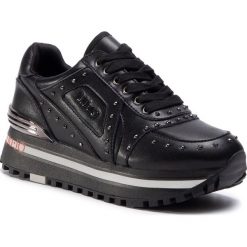 Sneakersy LIU JO - Wonder Maxi 13 BF0077 PX087 Black 22222. Czarne półbuty damskie Liu Jo, z aplikacjami, ze skóry, bez obcasa, na płaskiej podeszwie, bez zapięcia. Za 799,00 zł.