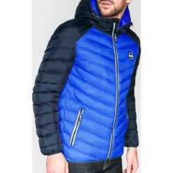 KURTKA MĘSKA ZIMOWA PIKOWANA C366 - NIEBIESKA/GRANATOWA. Niebieskie kurtki męskie marki Ombre Clothing, na zimę, m, z nylonu. Za 139,00 zł.