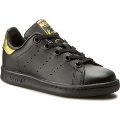 Buty adidas - Stan Smith C BB0214 Cblack/Cblack/Goldmt. Czarne półbuty dziewczęce marki Adidas, na sznurówki. W wyprzedaży za 189,00 zł.