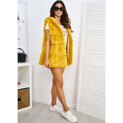 Kamizelka La Furs Kaptur Premium Kolor Musztarda S/M. Czarne kamizelki damskie LIGARI, s, w paski, z bawełny, bez kaptura. Za 199,00 zł.