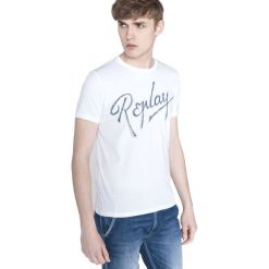 Replay Koszulka Biały. Białe podkoszulki męskie Replay, xl, z haftami, z bawełny, bez kołnierzyka, z krótkim rękawem, krótkie. Za 206,95 zł.