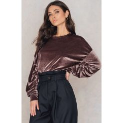 Bluzy damskie: NA-KD Party Aksamitna bluza z detalami – Purple