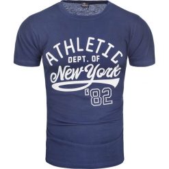 Koszulka męska t-shirt z nadrukiem niebieski Recea. Niebieskie koszulki męskie Recea, m, z nadrukiem, z bawełny, klasyczne, z klasycznym kołnierzykiem. Za 21,70 zł.