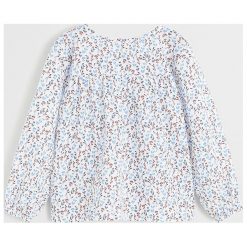 Mango Kids - Koszula dziecięca Zoey 80-104 cm. Białe bluzki dziewczęce Mango Kids, bez wzorów, z bawełny, z okrągłym kołnierzem, z długim rękawem, długie, bez kaptura. Za 69,90 zł.