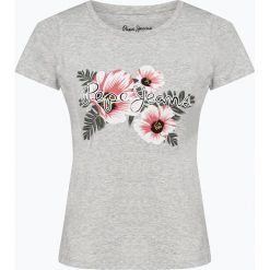 Pepe Jeans - T-shirt damski – Kaia, szary. Szare t-shirty damskie Pepe Jeans, s, z napisami, z jeansu, bez kołnierzyka. Za 119,95 zł.