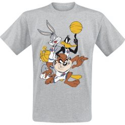 Looney Tunes Space Jam Group Shot T-Shirt odcienie szarego. Szare t-shirty męskie z nadrukiem Looney Tunes, s, z okrągłym kołnierzem. Za 74,90 zł.