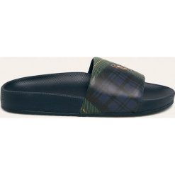Polo Ralph Lauren - Klapki. Niebieskie kapcie męskie Polo Ralph Lauren, bez wzorów, ze skóry ekologicznej. W wyprzedaży za 179,90 zł.