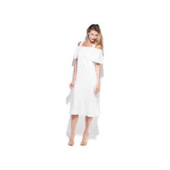 Sukienka Sophie kremowa elegancka kobieca. Białe sukienki damskie DOROTHÉ, na spotkanie biznesowe, s, bez wzorów, z wiskozy, eleganckie, bez kołnierzyka, bez rękawów. Za 479,20 zł.