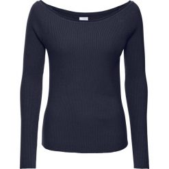 Swetry damskie: Sweter z dzianiny w prążek bonprix ciemnoniebieski