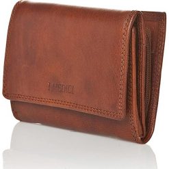 Portfele damskie: Skórzany portfel w kolorze brązowym – 8,5 x 12 x 3,5 cm